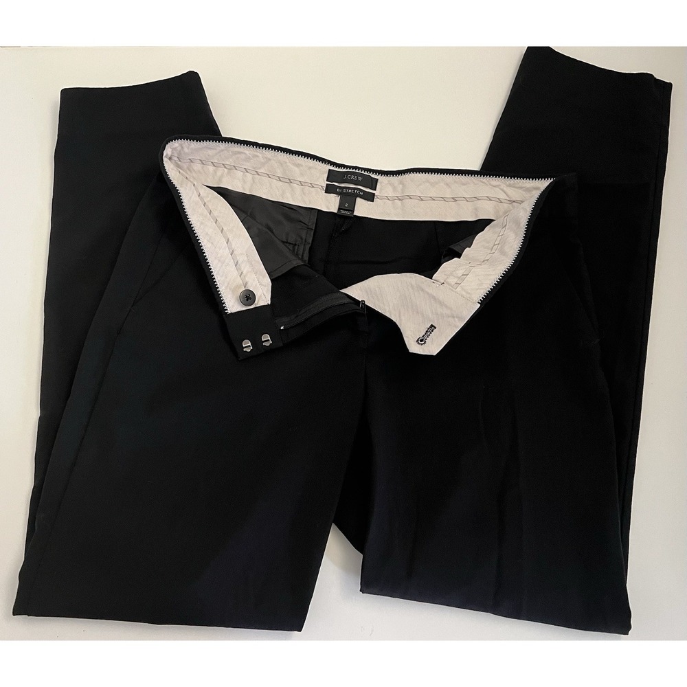 J Crew Womens Size 2 Pants Black 'Martie' Bi Stretch Cotton Full Length Pants